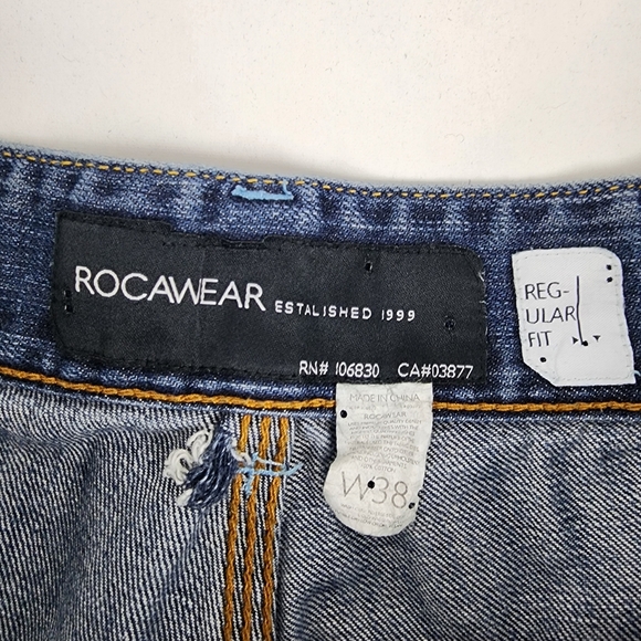 Rocawear Vintage Mens Regular Fit Baggy Blue Jeans Size 38x32 VTG 90s Hip Hop - Picture 4 of 12